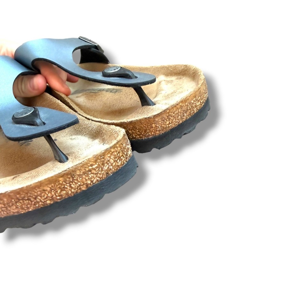 Birkenstock Gizeh Sandals Womens 39 8-8.5 Black Birko Flor Cork Footbed Thong - Picture 5 of 8